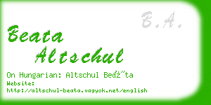 beata altschul business card